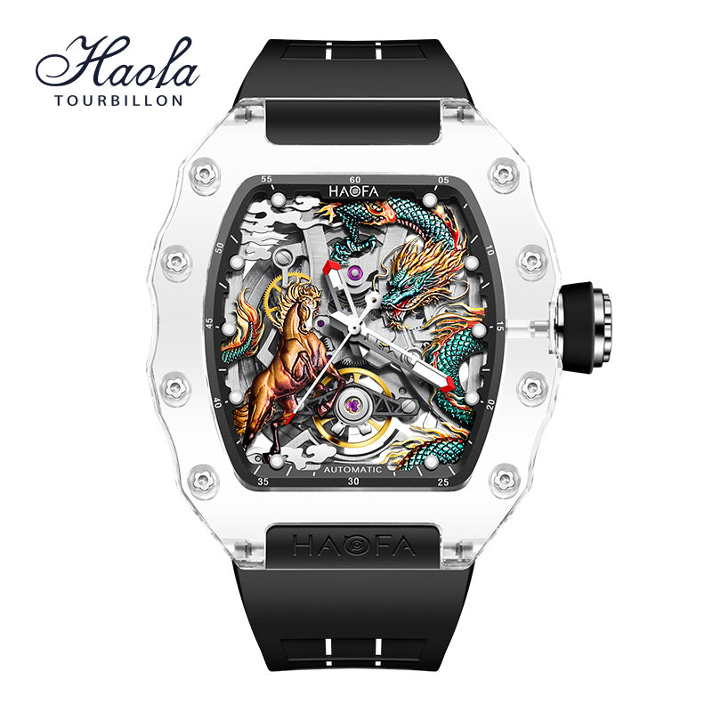 Haofa Crystal 2323 3D Dragon and Horse 72H Automatic Watch