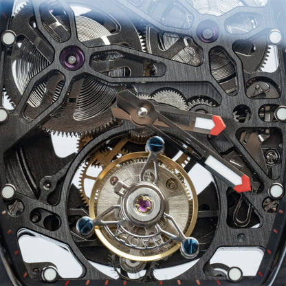 HAOFA Automatic Tourbillon Movement Free-sprung Balance 1901-1 Double Spring carbon fiber bezel Titanium magnesium