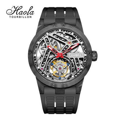 HAOFA 2330 Double Spring Carbon Fibre Round Automatic Tourbillon Watch