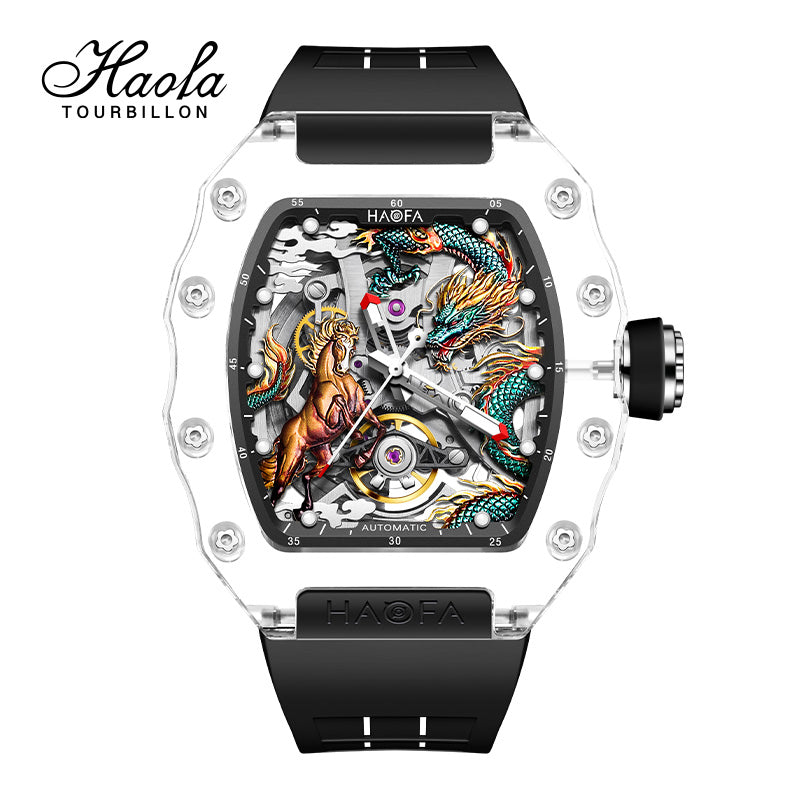 Haofa Crystal 2323 3D Dragon and Horse 60H Automatic Watch