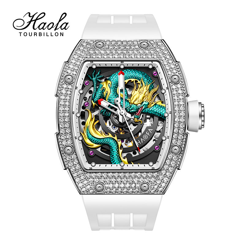 HAOFA 1987S Model Super Luminous Crystal Bezel 3D Dragon Automatic Watch