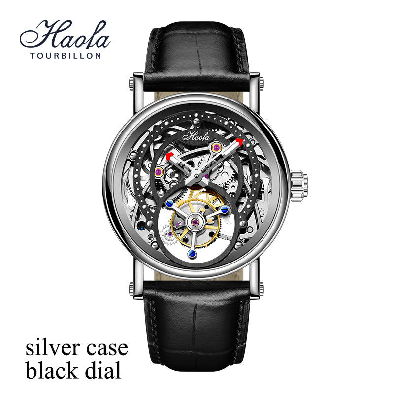 Haofa 1603 CNC Engraving Flying Tourbillon Skeleton Dial Manual Winding Watch