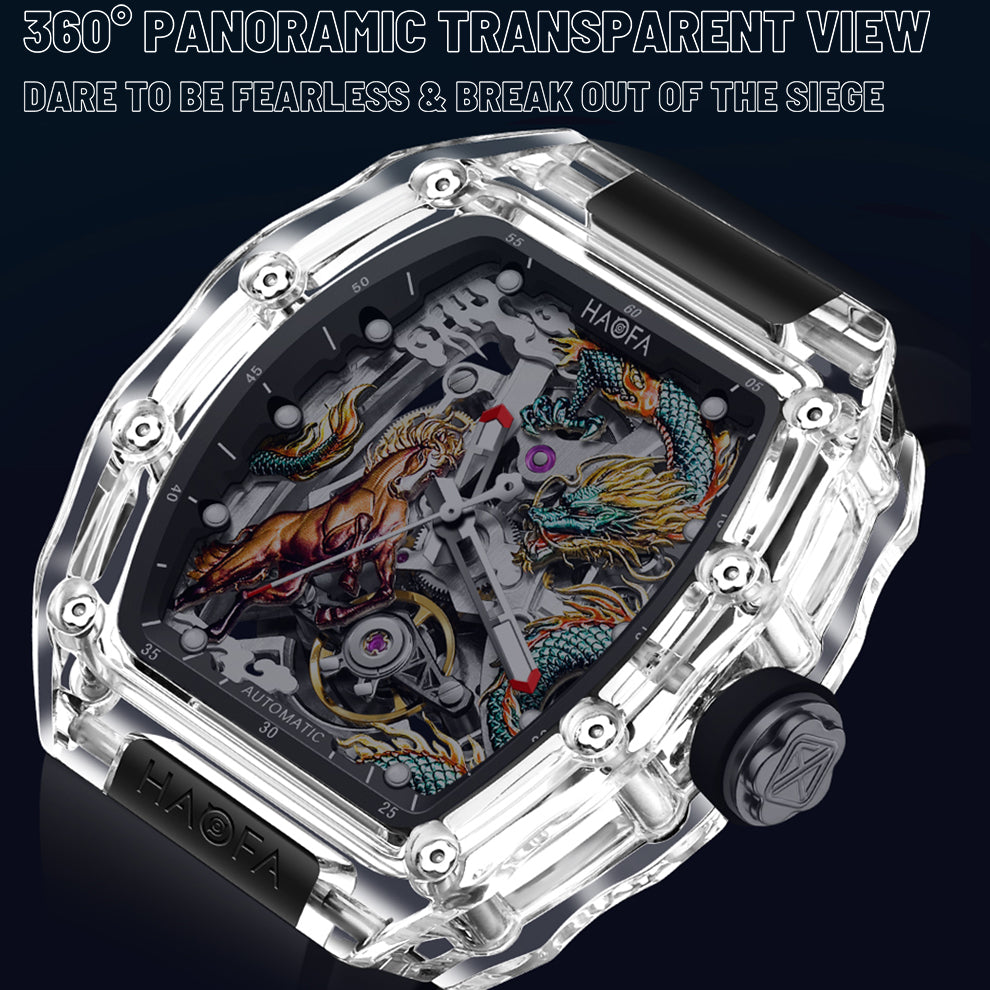 Haofa Crystal 2323 3D Dragon and Horse 60H Automatic Watch