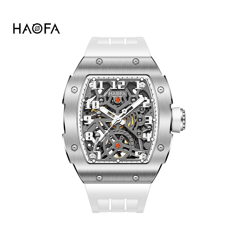 HAOFA 1923A Big Number Maze Skeleton Stainless Steel Automatic Watch