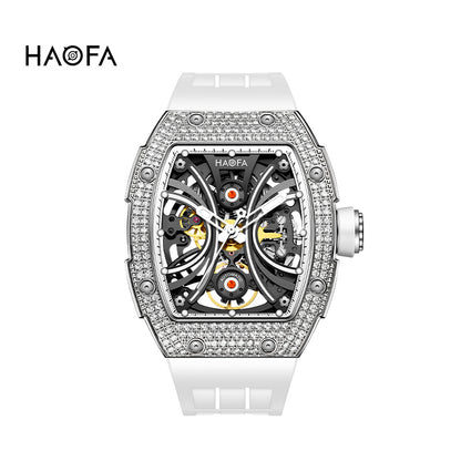 Haofa 1909S Men‘s Automatic Winding Watches Full Diamond Stainless Steel Case