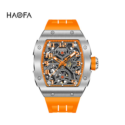 HAOFA 1923A Big Number Maze Skeleton Stainless Steel Automatic Watch