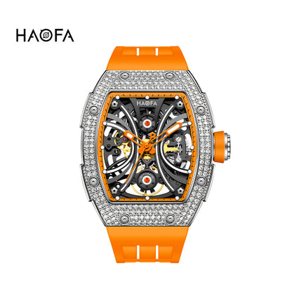 Haofa 1909S Men‘s Automatic Winding Watches Full Diamond Stainless Steel Case
