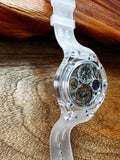 Haofa K9 Crystal Case Skeleton Tourbillon GMT Watch 2231