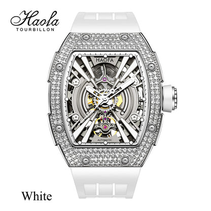 HAOFA Men Automatic Movement Crystal bezel rubber strap 80 hours power 1907S