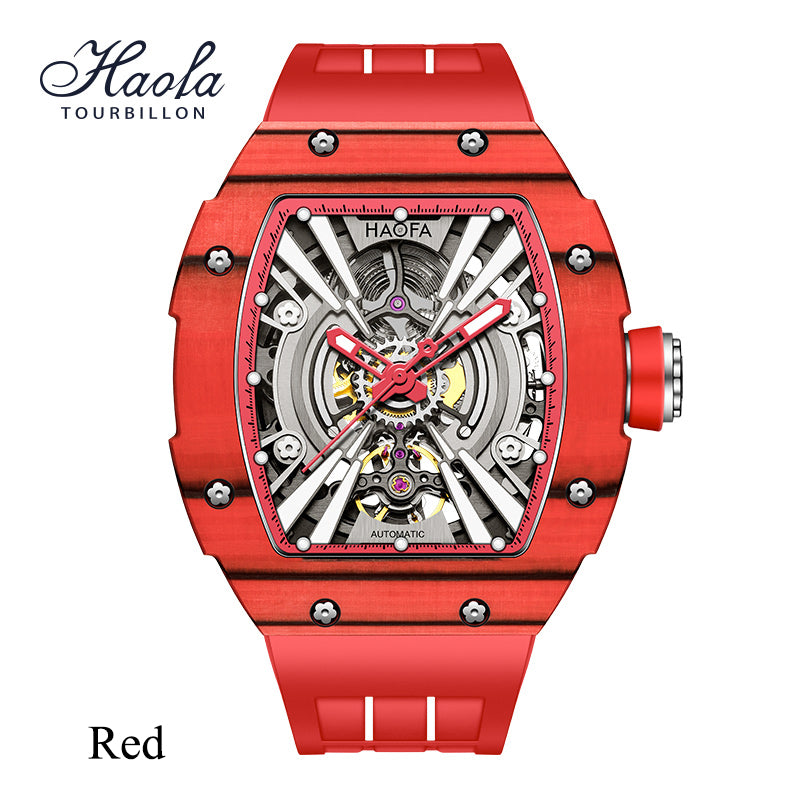 Haofa 1906 double Carbon Fiber Mechanical Watch 80 Hours power Skeleton