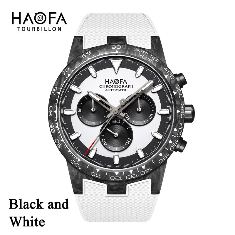 HAOFA Chronograph Movement Full Carbon Fiber Automatic Screw-in crown Watch  2366