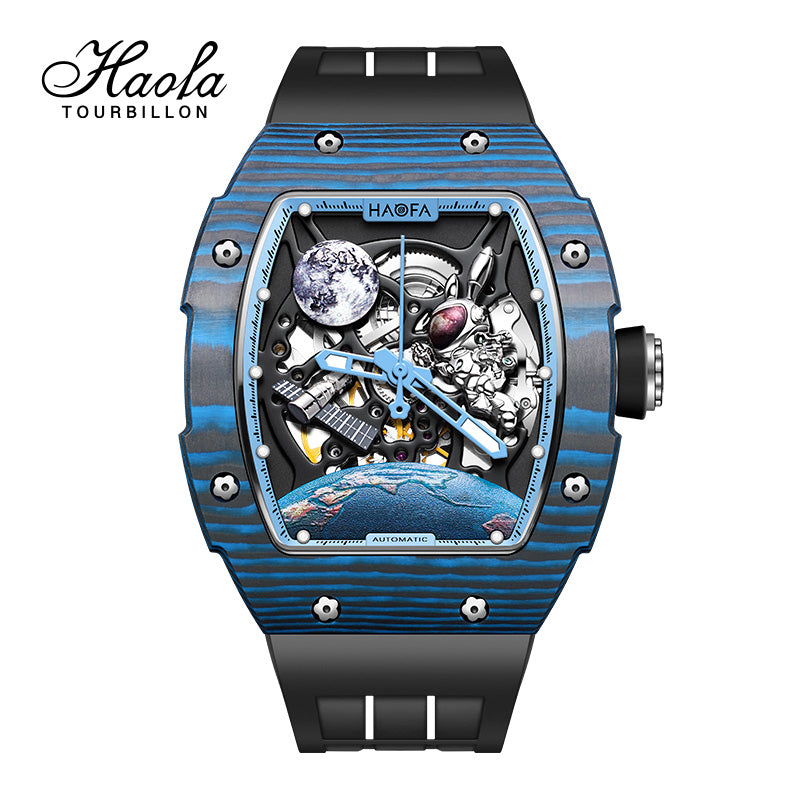 HAOFA Carbon Fibre Automatic 3D Spaceship Watch 1986