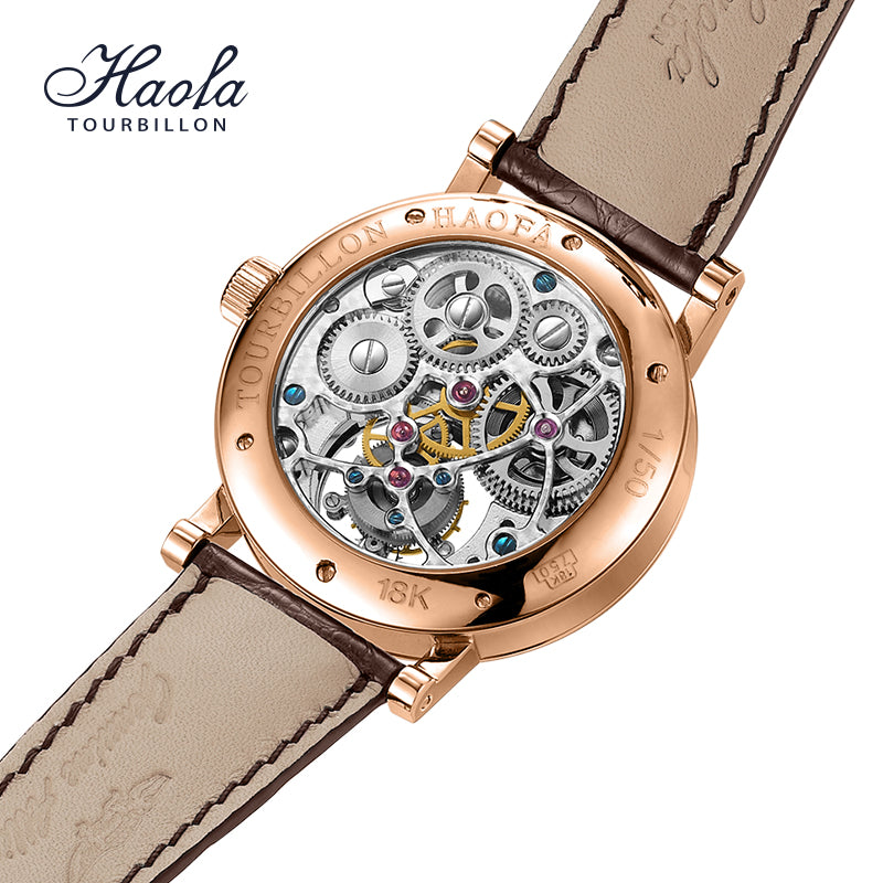 Haofa K012 Skeleton Carving 12 Hour And 24 Hour Display Dial 18K Manual Tourbillon Watch