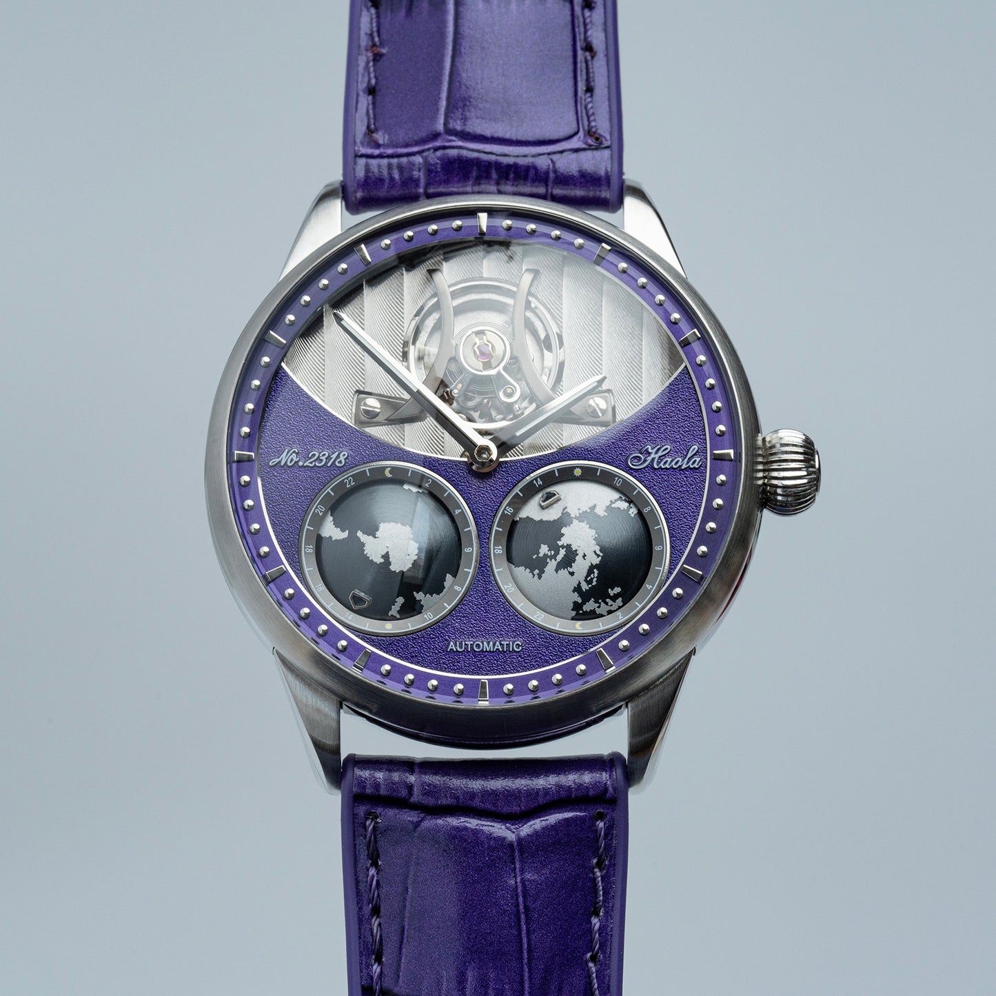 Haofa 2318 Model 3D Earth Rotating Mineral High-domed Crystal Watches