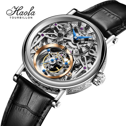 Haofa 1602 Flying Tourbillon CNC ENGRAVING Dial Skeleton Watch