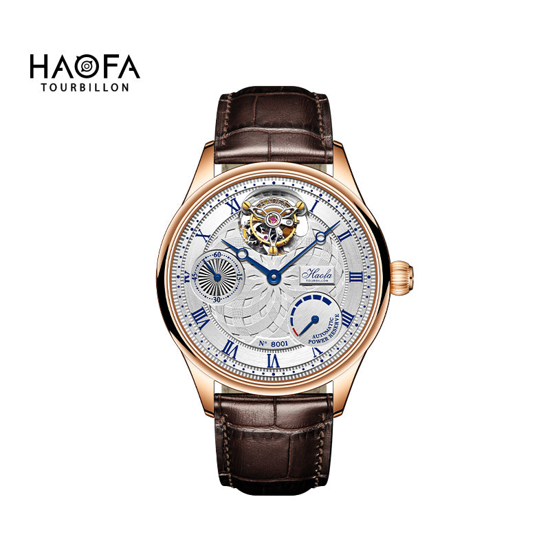 HAOFA 12'clock Power Reserve Display Automatic Tourbillon Watch 8001
