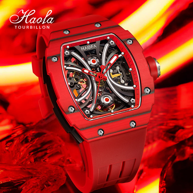 Haofa Men Skeleton Automatic watch NTPT Carbon Fiber Bezel Super luminous 80 hours power 1909