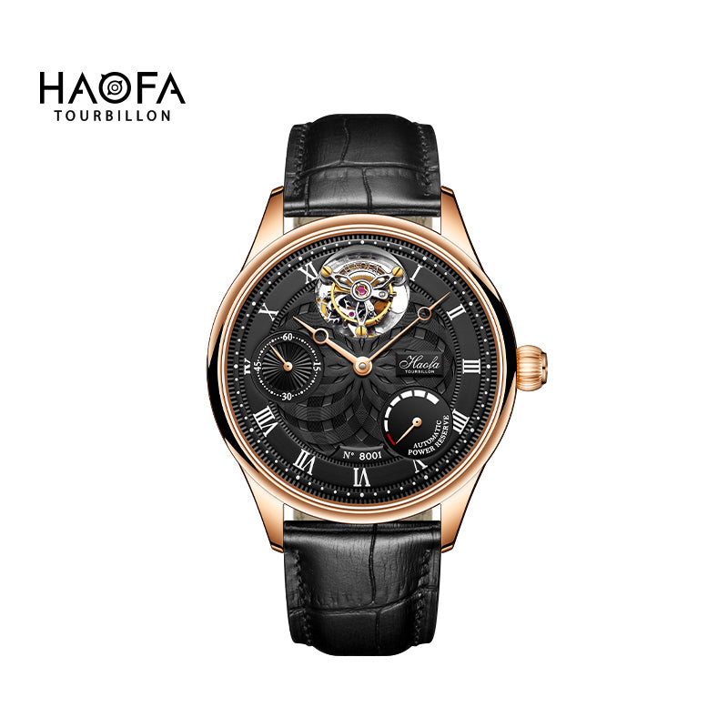 HAOFA 12'clock Power Reserve Display Automatic Tourbillon Watch 8001