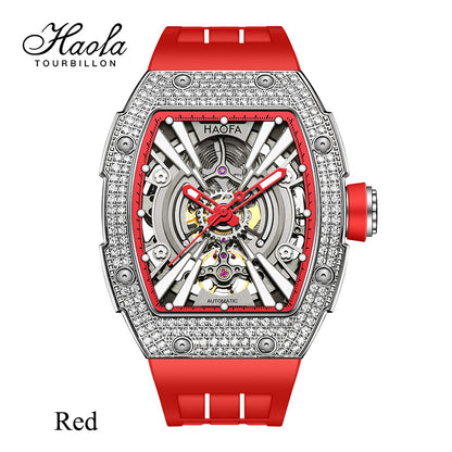 HAOFA Men Automatic Movement Crystal bezel rubber strap 80 hours power 1907S