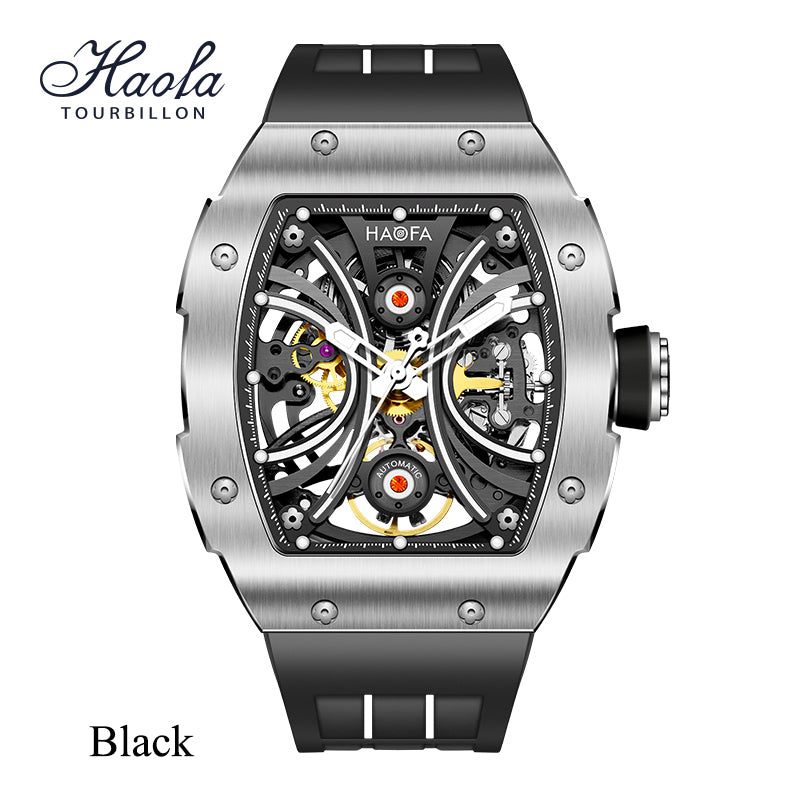 Haofa 1909A Stainless Steel Case Skeleton Automatic Watch Super Luminous 80 hours power