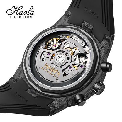 HAOFA Chronograph Movement Full Carbon Fiber Automatic Screw-in crown Watch  2366