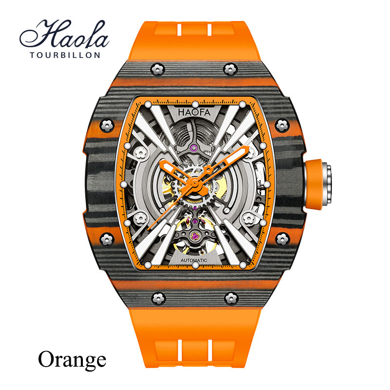 Haofa 1906 double Carbon Fiber Mechanical Watch 80 Hours power Skeleton