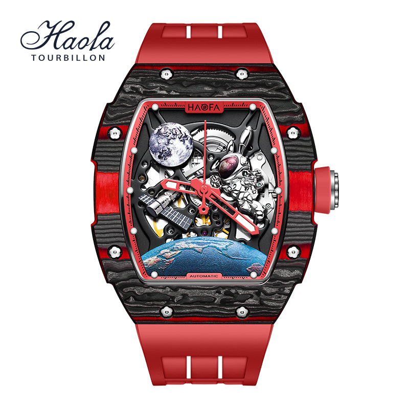 HAOFA Carbon Fibre Automatic 3D Spaceship Watch 1986