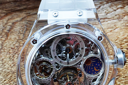 Haofa K9 Crystal Case Skeleton Tourbillon GMT Watch 2231