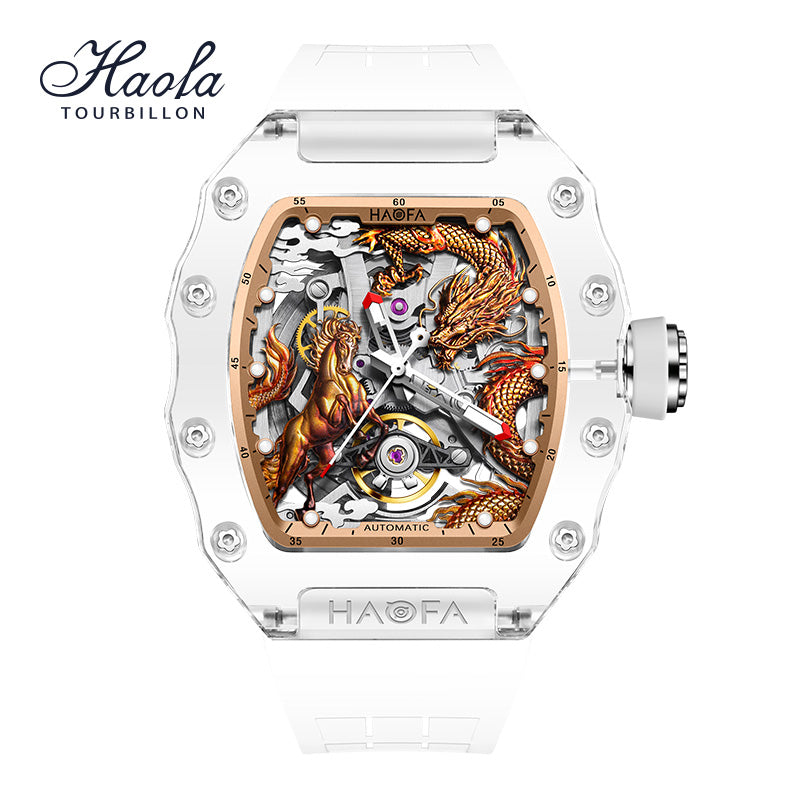 Haofa Crystal 2323 3D Dragon and Horse 72H Automatic Watch