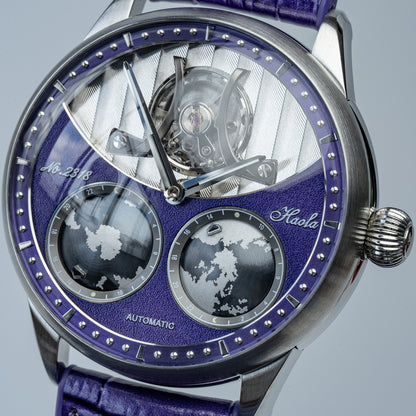 Haofa 2318 Model 3D Earth Rotating Mineral High-domed Crystal Watches