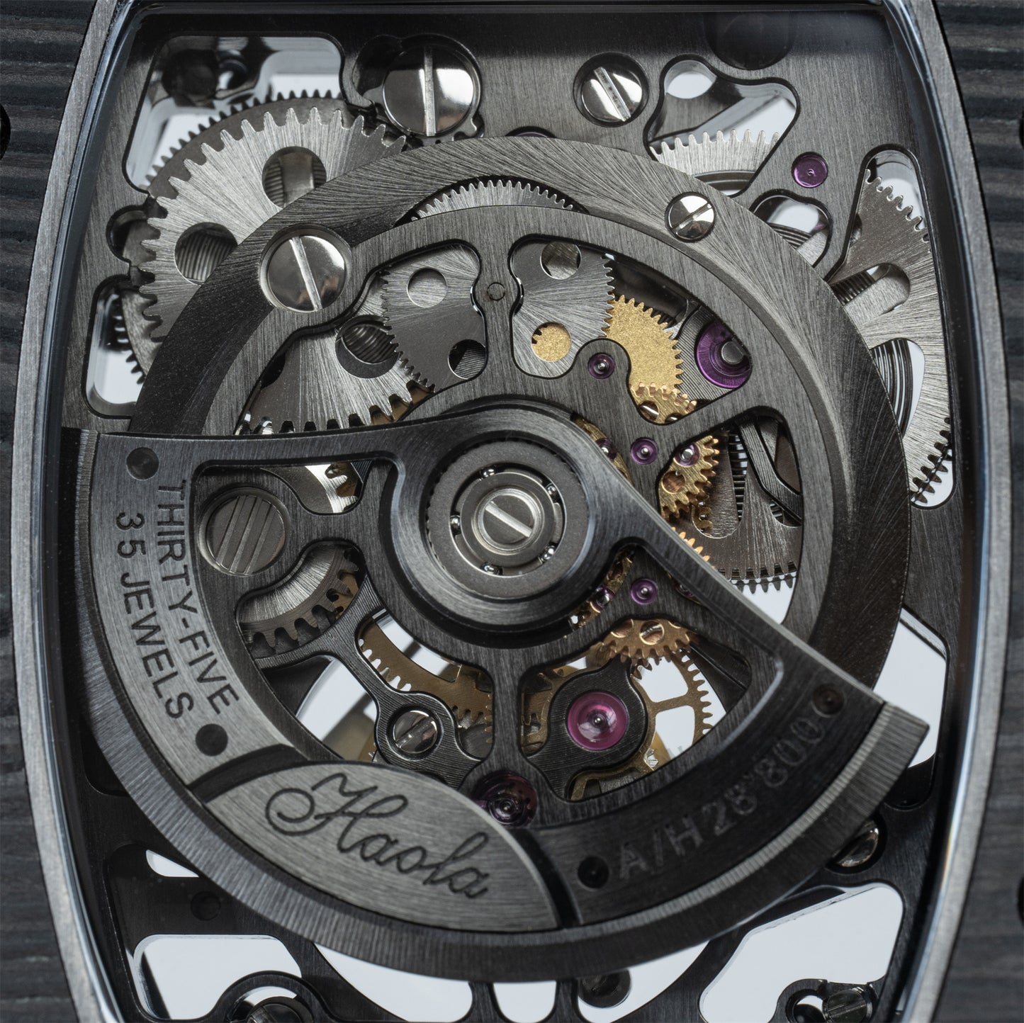 HAOFA Automatic Tourbillon Movement Free-sprung Balance 1901-1 Double Spring carbon fiber bezel Titanium magnesium