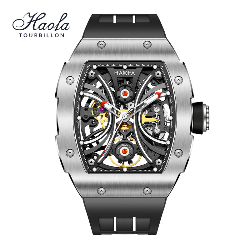 Haofa 1909A Stainless Steel Case Skeleton Automatic Watch Super Luminous 80 hours power