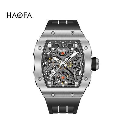 HAOFA 1923A Big Number Maze Skeleton Stainless Steel Automatic Watch