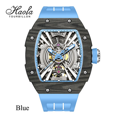 Haofa 1906 double Carbon Fiber Mechanical Watch 80 Hours power Skeleton