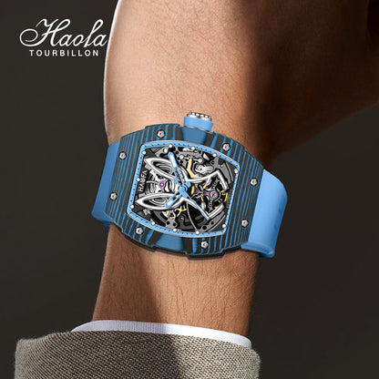 HAOFA 1985 Carbon Fiber Automatic Mechanical Rabbit Watches 80H Power Reserve Super Luminous