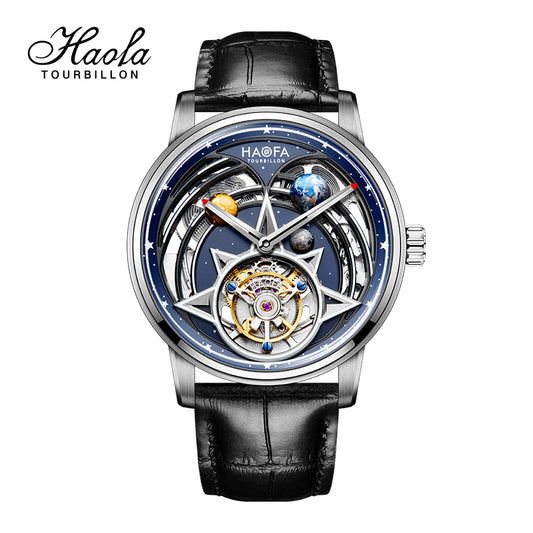 HAOFA 3D Galaxy double barrel Automatic Tourbillon (Gift Crystal Galaxy ball ) Model 2268