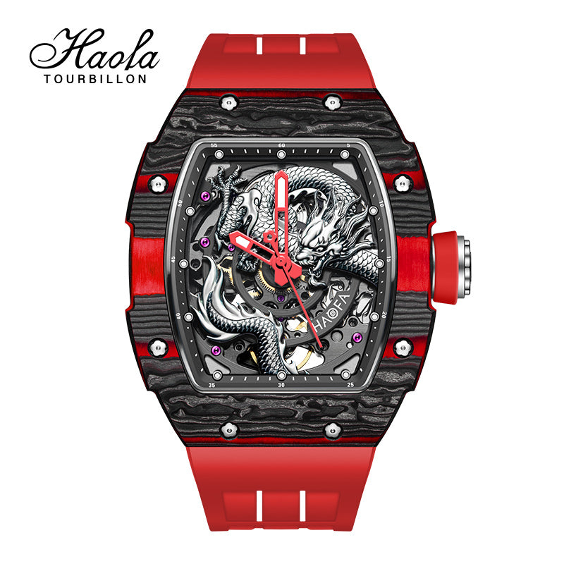 HAOFA 3D Dragon Carbon Fiber 80 hours power 28800/hz Automatic Watches 1968N