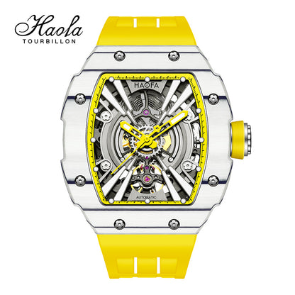 Haofa 1906 double Carbon Fiber Mechanical Watch 80 Hours power Skeleton