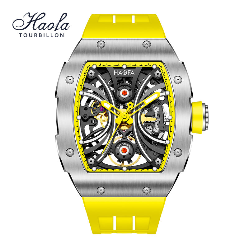 Haofa 1909A Stainless Steel Case Skeleton Automatic Watch Super Luminous 80 hours power