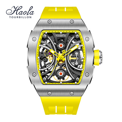 Haofa 1909A Stainless Steel Case Skeleton Automatic Watch Super Luminous 80 hours power