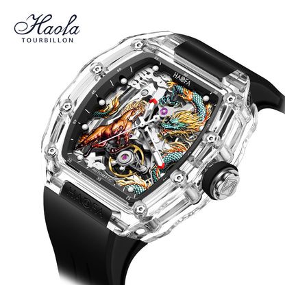 Haofa Crystal 2323 3D Dragon and Horse 72H Automatic Watch