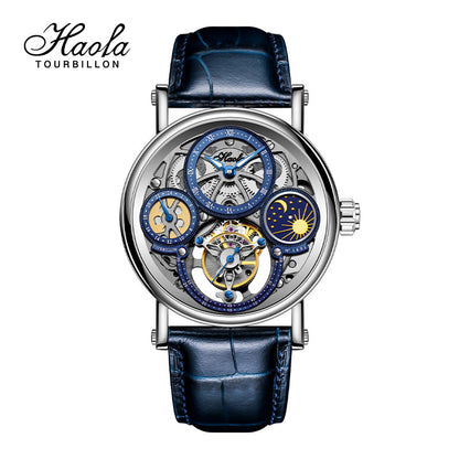 Tourbillon gravé CNC squelette Haofa 1601 GMT 28800 