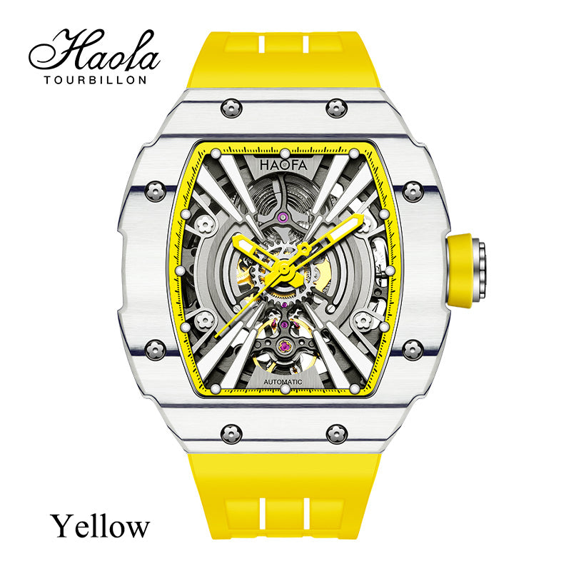 Haofa 1906 double Carbon Fiber Mechanical Watch 80 Hours power Skeleton