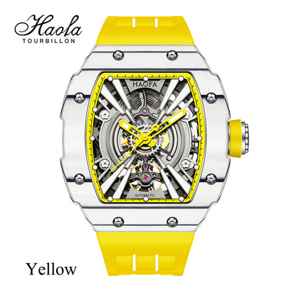 Haofa 1906 double Carbon Fiber Mechanical Watch 80 Hours power Skeleton