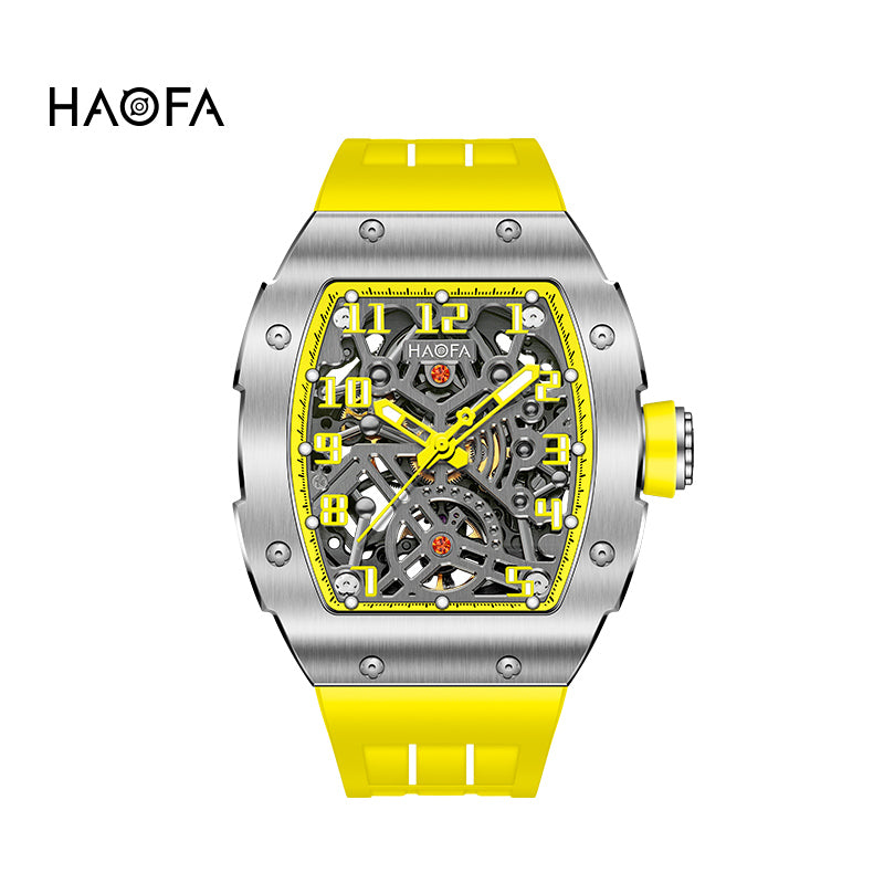 HAOFA 1923A Big Number Maze Skeleton Stainless Steel Automatic Watch