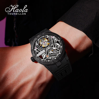 HAOFA 2330 Double Spring Carbon Fibre Round Automatic Tourbillon Watch