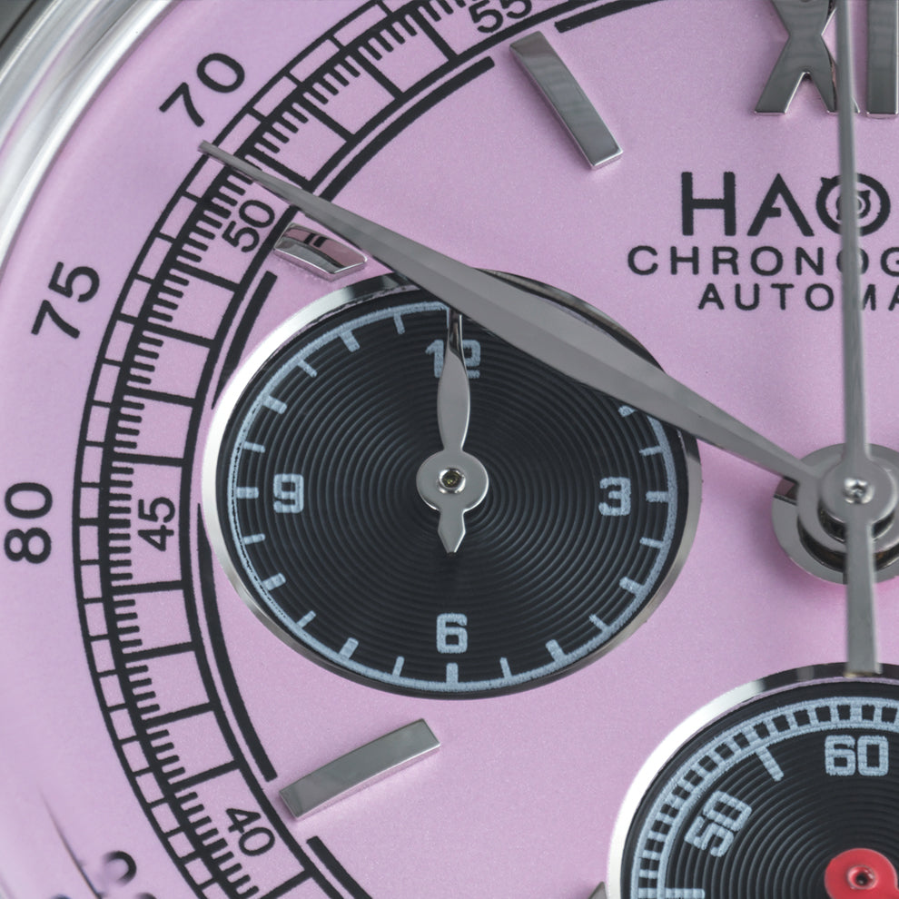 【Pre-sale】Haofa 2371 Black Pink 100pcs Chronograph Watch Tachymeter Automatic Movement WristWatch