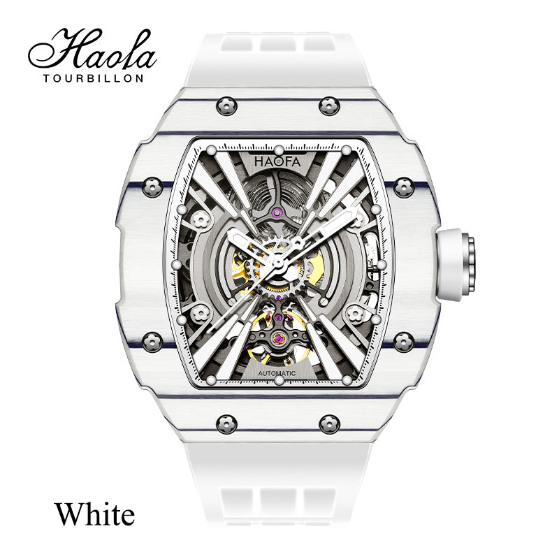 Haofa 1906 double Carbon Fiber Mechanical Watch 80 Hours power Skeleton