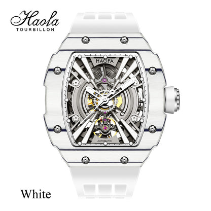 Haofa 1906 double Carbon Fiber Mechanical Watch 80 Hours power Skeleton