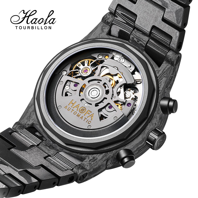 HAOFA 2366-1 Full Carbon Fiber Automatic Chronograph Movement Screw-in crown Watch